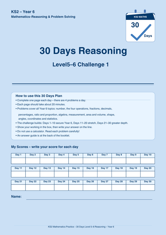 Year 6 Reasoning 30-Day Practice Booklets
