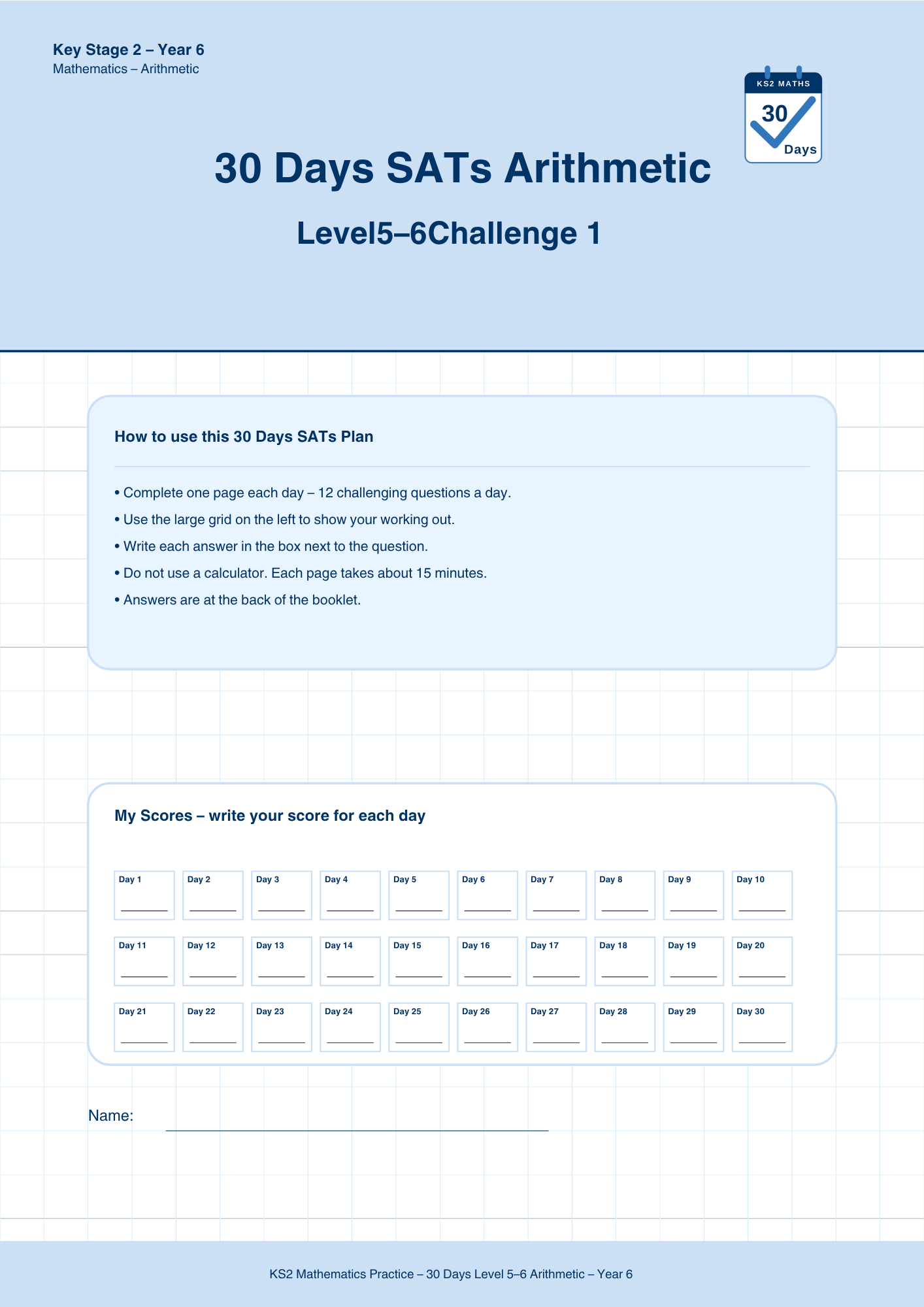 Year 6 Arithmetic 30-Day Practice Booklets