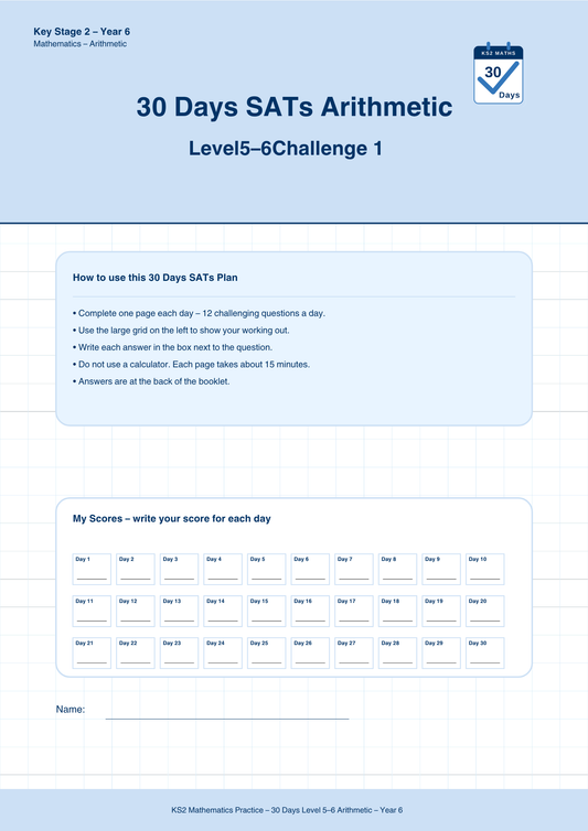 Year 6 Arithmetic 30-Day Practice Booklets