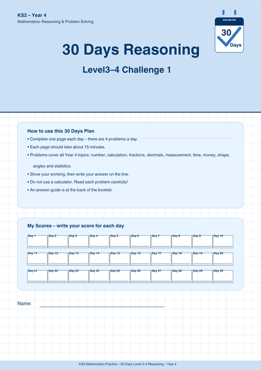 Year 4 Reasoning 30-Day Practice Booklets